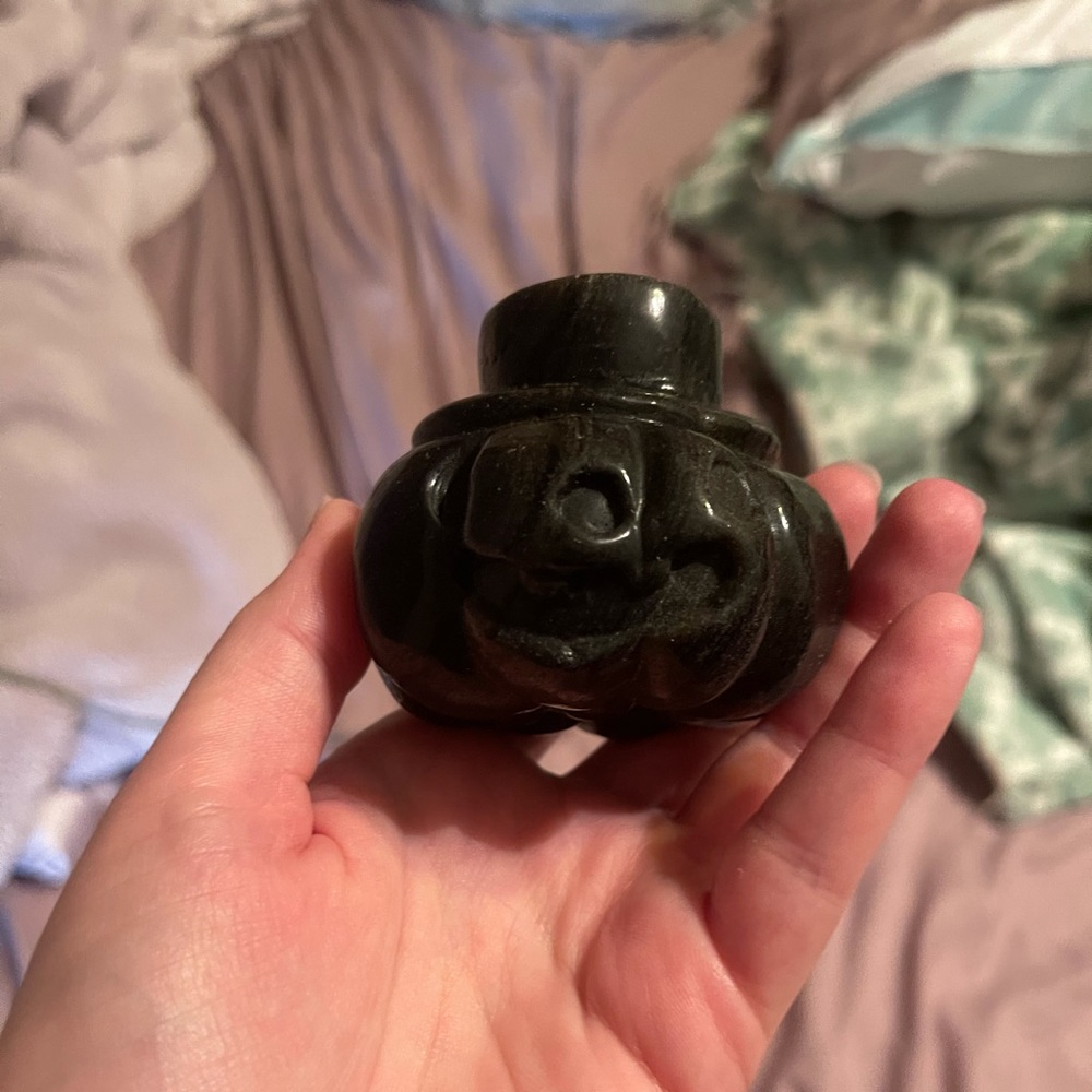 Gold sheen obsidian pumpkin